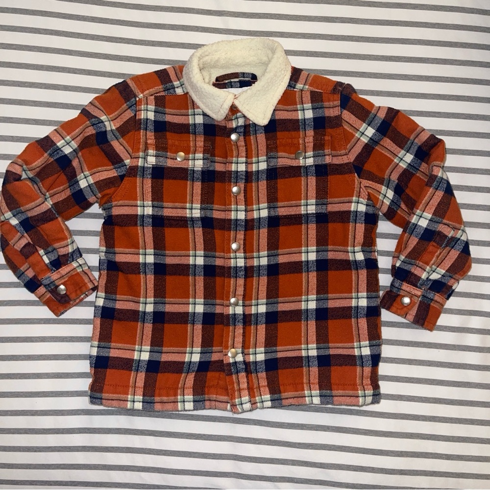 Amazon Essentials Flannel Shacket Orange 4T